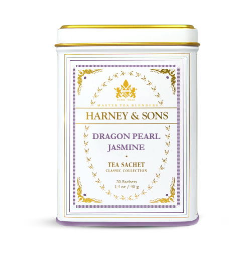 Perles de thé vert parfumées au jasmin - Grand Cru - Dragon Pearl Jasmine de Harney & Sons , boite 20 sachets