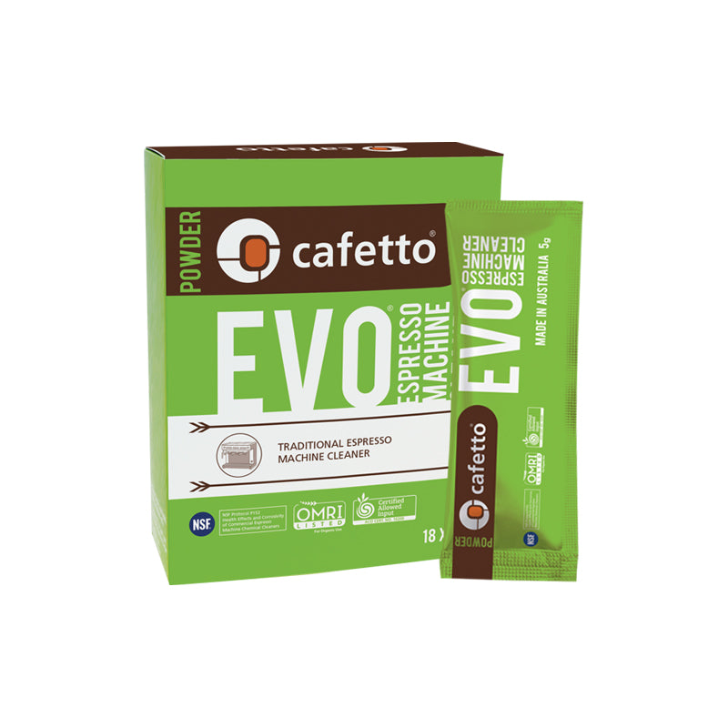 EVO de Cafetto - Nettoyant bio en poudre pour machine espresso traditionnelle, 18 sachets de 5 g